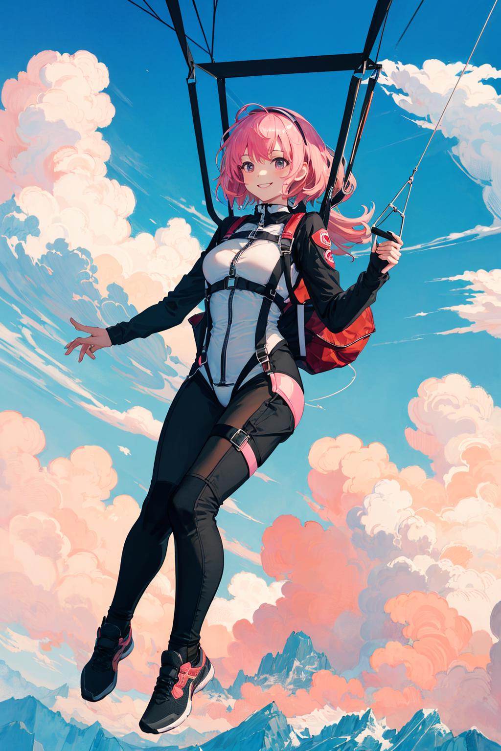 Wallpaper : sky, ART, fictional character, helmet, happy, illustration,  parachute, anime, animation, graphics, red flag, stunt performer, action  figure, extreme sport, clip art, adventure, graphic design 1920x1080 - niny  - 2071293 - HD Wallpapers ...